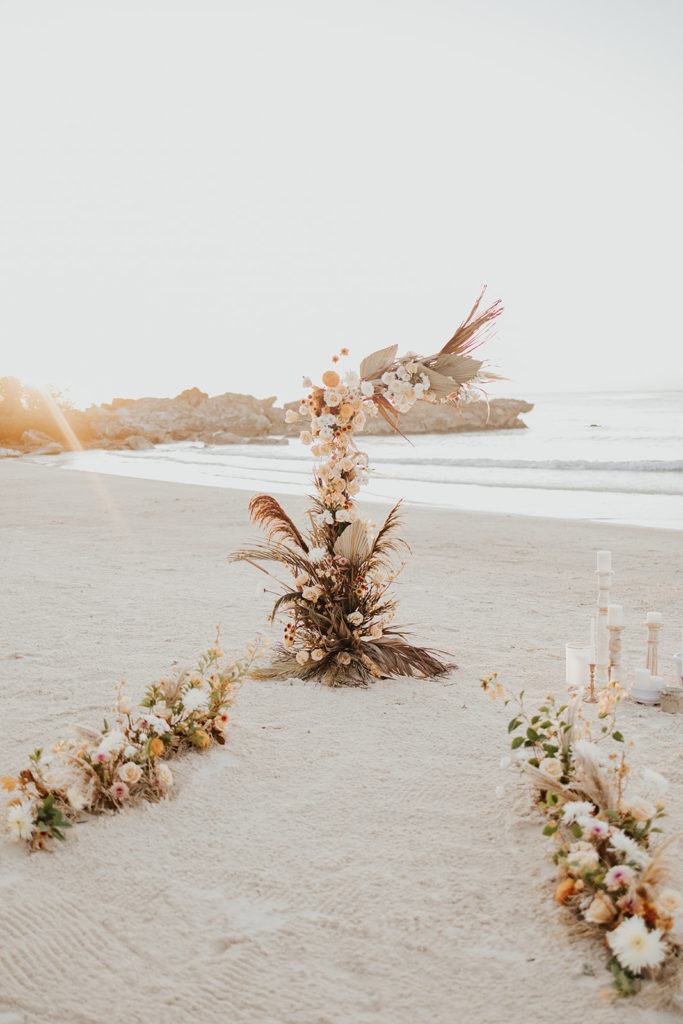 wedding altar on the beach in Tulum, Mexico